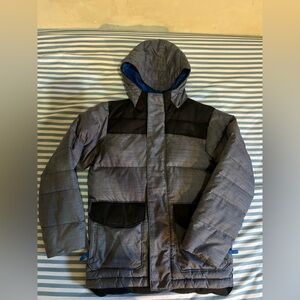 Boys NorthFace Gray and Black Hooded down jacket